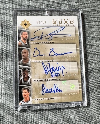 2007-08 Ultimate Collection Spurs Quad Auto Parker Robinson Kerr Bowen #1/10!