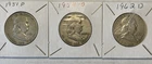 New Listing1951, 1954D 1962D Franklin 90% Silver Half Dollar Fine to Very Fine Condition F8