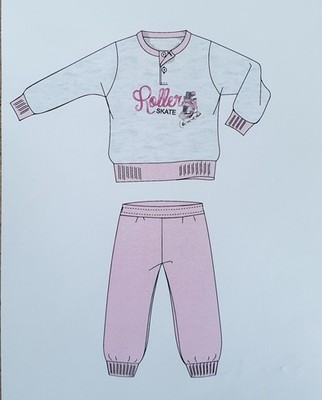 Punto & Virgola Pajamas Girl Long Sleeve Fresh Cotton Made In Italy Art. 538