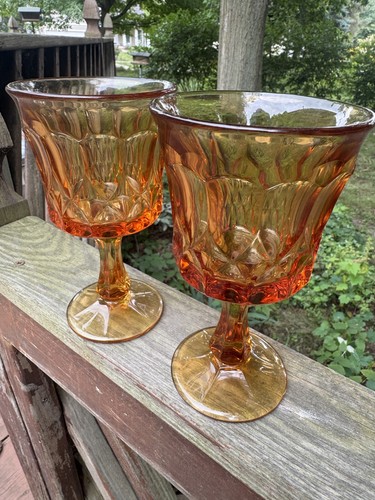 (2) VTG Noritake Perspective Amber Wine, Juice, Goblet Glasses, Orange Glass - Picture 10 of 10