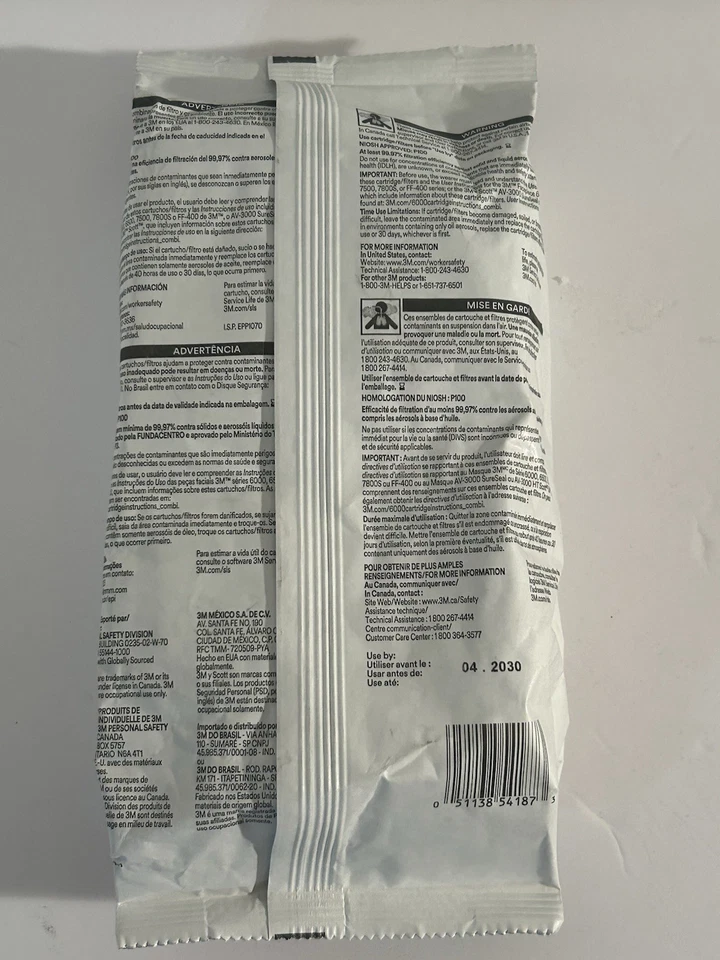 3M Multi Gas/Vapor Cartridge/P100 Filter -60926 2-cartridges -ONE PACK EXP 04/30 - Image 2 of 2