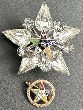 Vintage Order of Eastern Star OES Masonic Brooch Lapel Pins 14K Gold