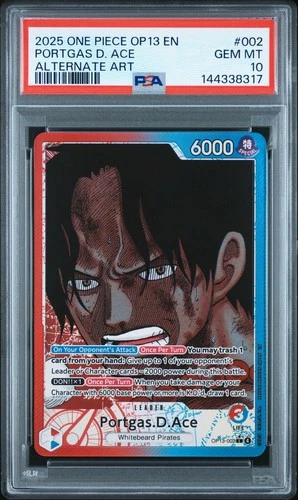One Piece - OP13-002 Alternate Art Leader - Portgas.D.Ace - PSA 10