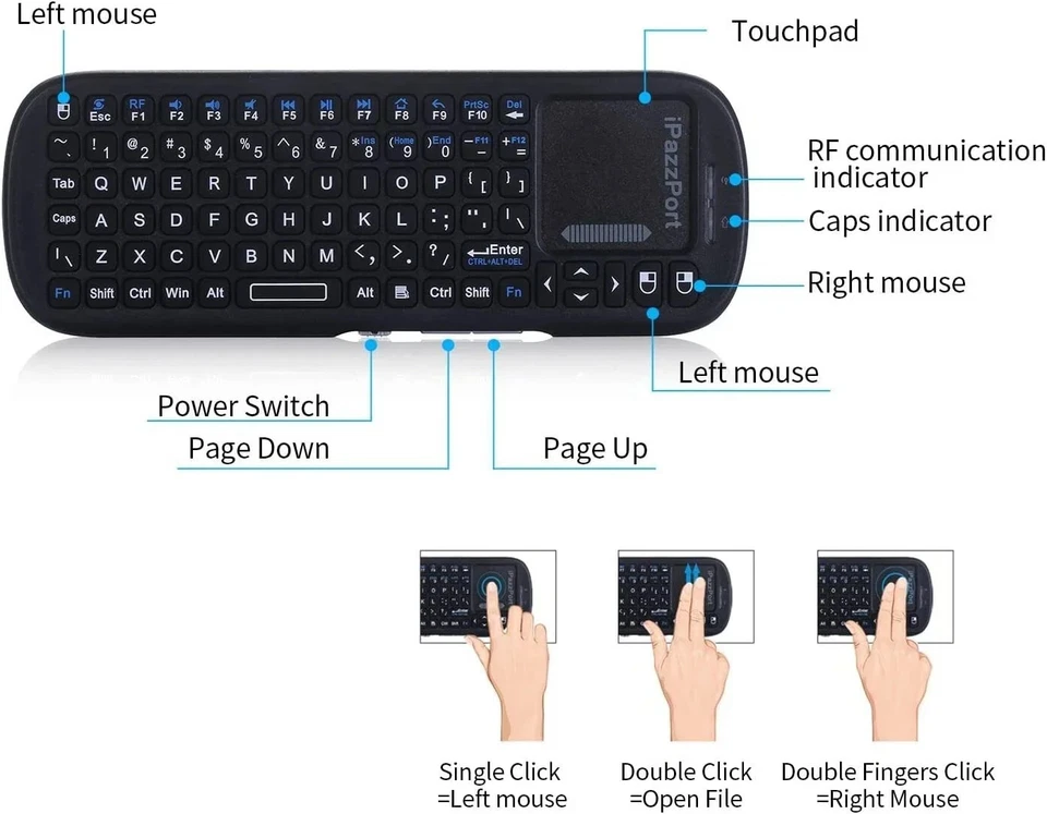 Mini Bluetooth＆ 2.4GHz Wireless Keyboard with Touchpad Mouse UK STOCK - Image 2 of 4
