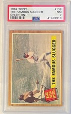 1962 Topps The Famous Slugger #138 Green Tint PSA 7