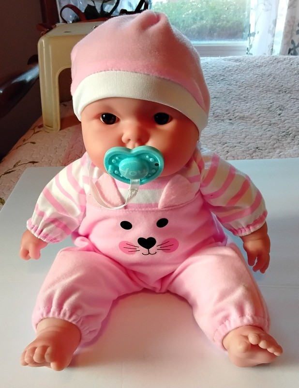 BERENGUER 15IN GIRL BABY DOLL, PINK OUTFIT- PACIFIER
