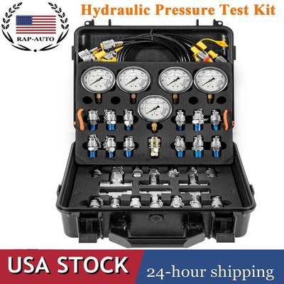 #ad Hydraulic Pressure Test Kit w 5 Gauges 150 1500 4000 6000 10000PSI for Excavator $269.91