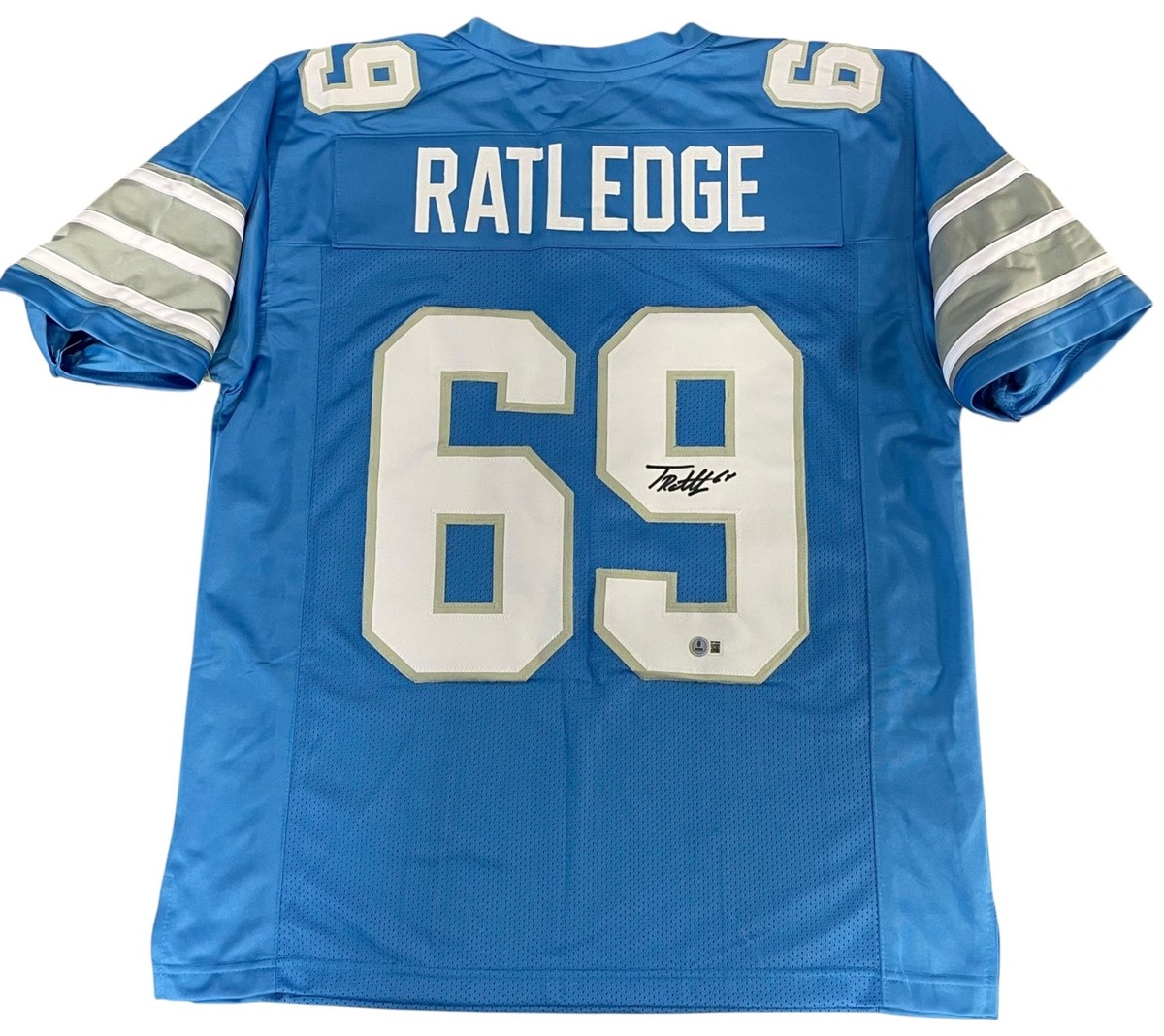 TATE RATLEDGE SIGNED DETROIT LIONS JERSEY BECKETT COA XL