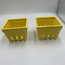 2 Textured Ceramic Yellow Berry Basket