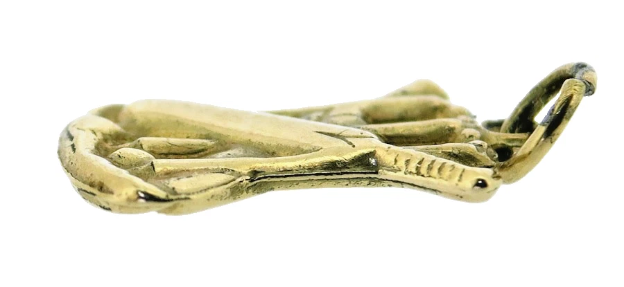 Cricket Fledermaus Stümpfe Charms Anhänger 9ct Gelbgold Vintage gepunzt London 1965