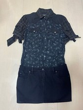 Alexander McQueen Floral Mini Dress Flower Pattern Navy Cotton Size 40 Italy