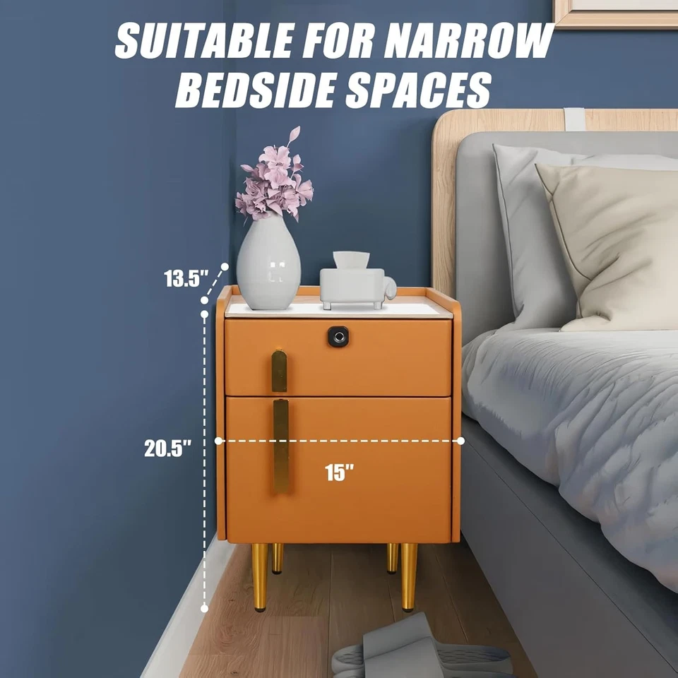 Mesa de cabeceira inteligente com cofre escondido e gaveta de bloqueio de impressão digital - Imagem 2 de 4