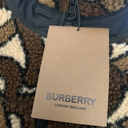Burberry Brown TB Monogram Fleece Jacquard Jacket Size 48 image 8