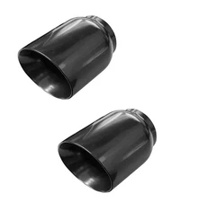 Jones Exhaust Weld-On Stainless Rolled Edge BLACK Exhaust Tips 2.5" Inlet PAIR