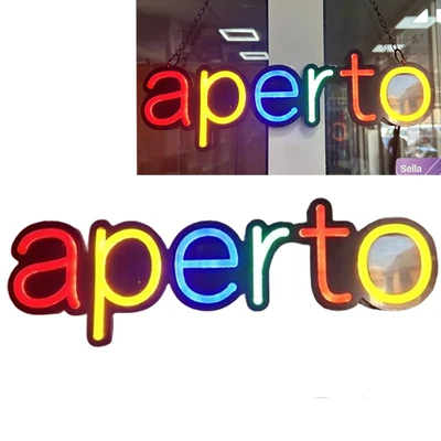 HONGU Insegna luminosa Aperto colorata LED 40X10 cm Bar ristorante con telecomando