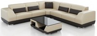 Modernes Ecksofa Beige L Form Wohnlandschaft Couchtisch Luxus Stil