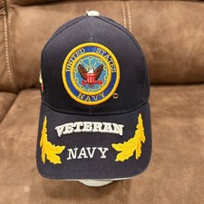 U.S. Navy Veteran  Baseball Cap Embroidered Navy Blue Adjustable Cotton