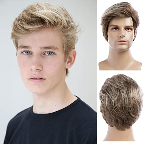 Beweig Men Short Blonde Wigs Short Layered Mixed Blonde Wig  display picture 1