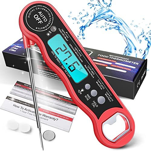 Meat Thermometer Instant Read Digital Kitchen Thermometer BBQ Thermometer Red-image