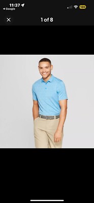 Champion  C9 Men's Pique Light Blue Golf Polo Confort Shirt - SZ L Moisture Wick