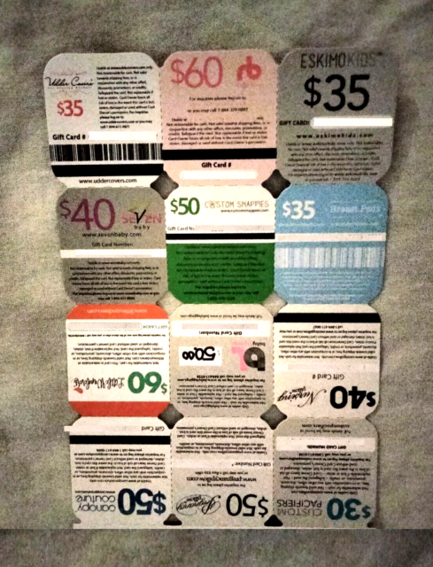 $535 Baby Gift Cards From Various Retailers All Cards active Ready To Use NO EXP