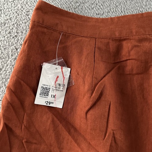 Forever 21 Womens Shorts Orange Size 1X High Rise Pleated Linen Blend - Picture 12 of 13