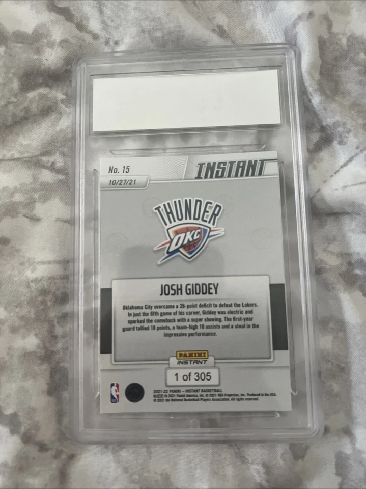 2021/22 Panini Instant Josh Giddy rookie card 1/305 Grades Pgi 10. - Image 2 of 4
