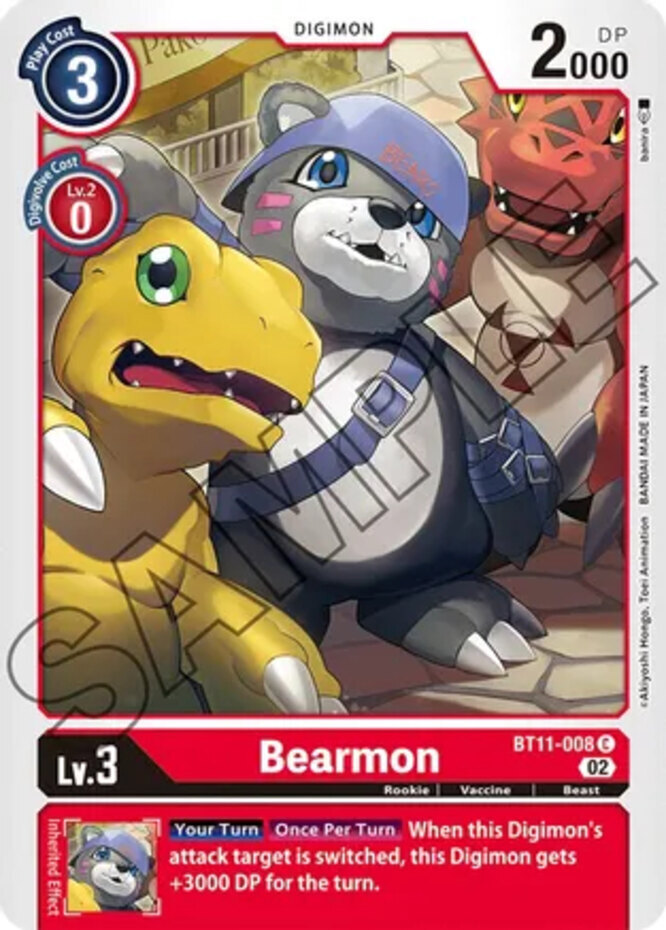NM-Mint, English Digimon Bearmon - BT11-008 - C Dimensional Phase (BT11) Digimon