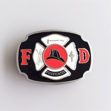 Vintage Style Enamel Fire Hero Firefighter FD Belt Buckle also Stock in the US