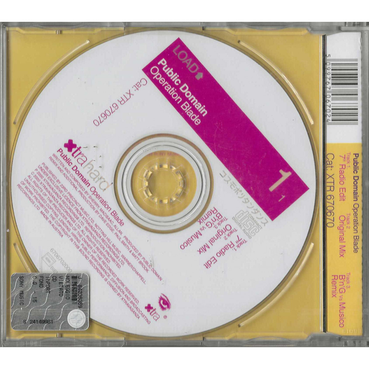 Public Domain CD 'S Single Operation Blade / Xtrahard - XTR