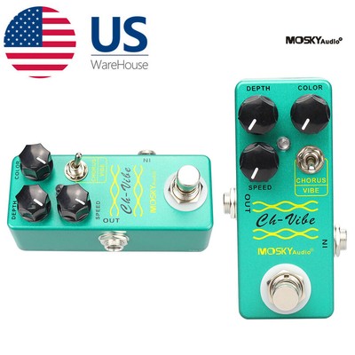 Mosky CHORUS VIBE Guitar Bass Effect Pedal Depth Color Speed Knob True Bypass US