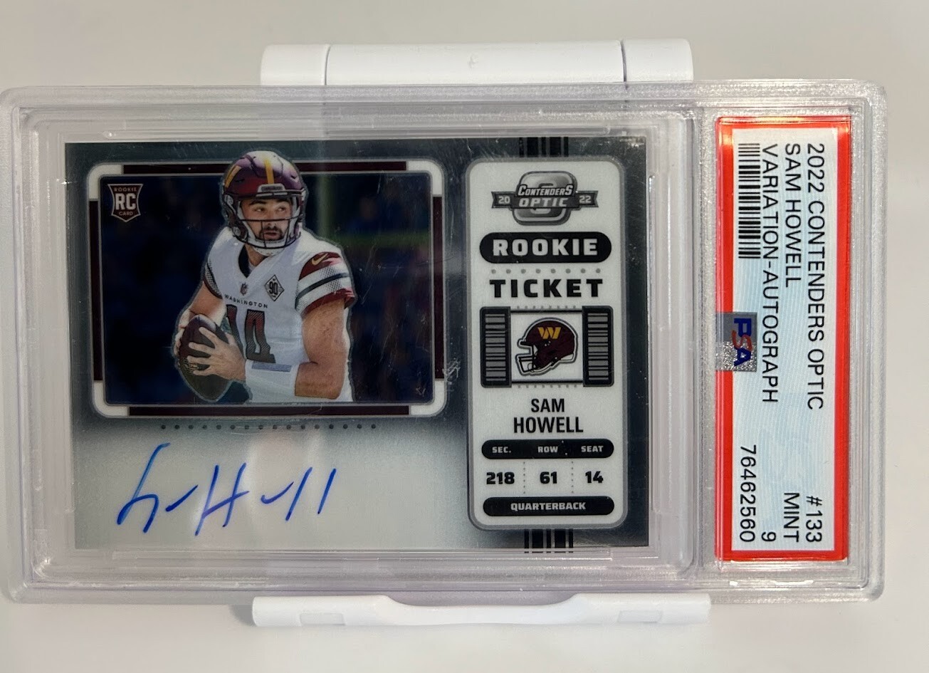 2022 Contenders Optic Sam Howell Variation Rookie Ticket Auto-PSA 9