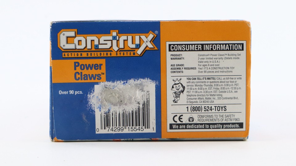 Vtg 1996 Construx Power Claws Building Set Kit Robot Mattel New Damaged ...