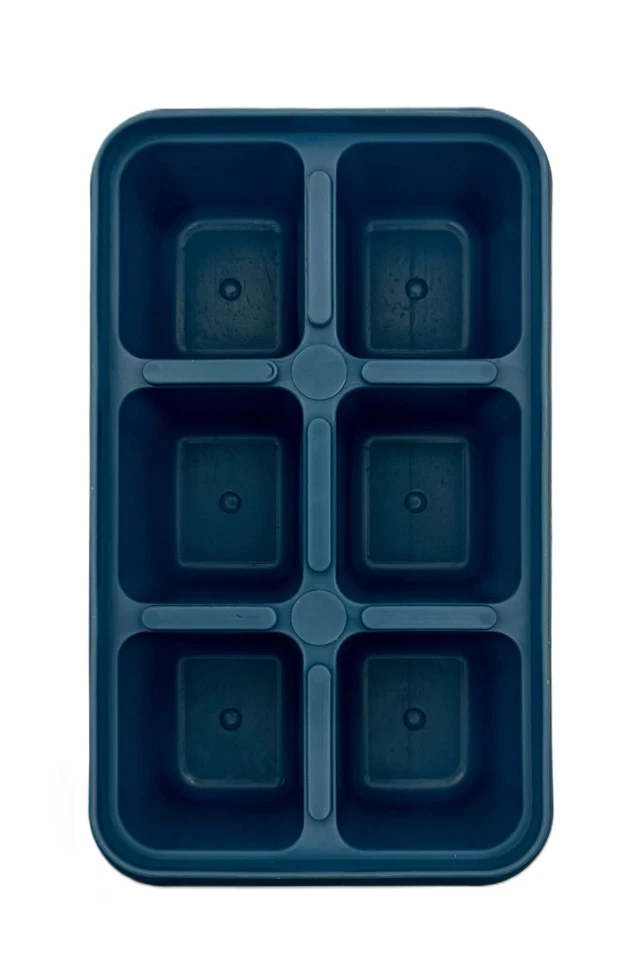 2x Eiswürfelform Silikon -Eiswürfel Behälter Mit Deckel Stapelbar 6Loch Blau - Bild 3 von 4