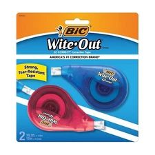 BIC Wite-Out Brand EZ Correct Correction Tape 39.3 Feet 2-Count Pack of white...