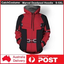 Marvel Deadpool Cosplay Hoodie Sweatshirts Long Sleeve Hooded Jacket Coat Red