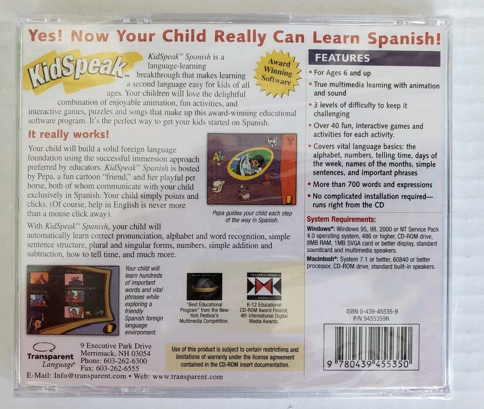 Scholastic Books Kidspeak Kids Speak Spanish CD Rom Age 6+ Educational Game New  - Image 2 of 2