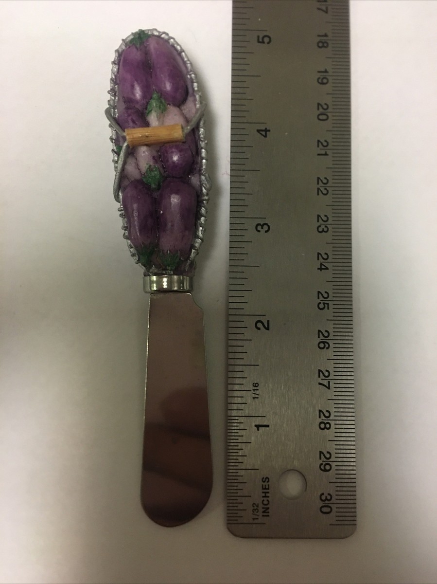 Basket Of Eggplant Novelty Appetizer Knife Vintage Souvenir