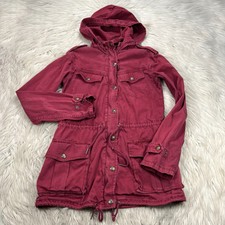 Talula Women's Xxxs Red Twill Utility Field Jacket Hood Drawstring