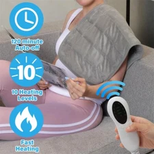 Electric Heating Pad For Back Pain & Cramps Relief 12"x24"10-speed Auto Shut Off