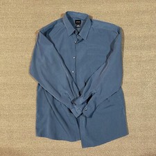 Men's Arrow Blue Long Sleeve Dress Shirt XL 18 with Pocket m163