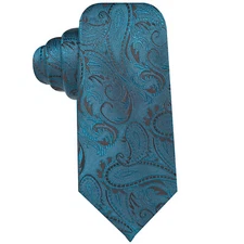 RYAN SEACREST DISTINCTION Teal Blue Tonal Paisley Silk Slim Tie