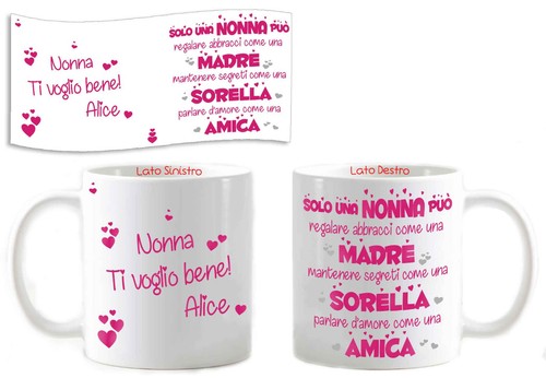 Tazza personalizzata abbracci Nonna Zia Madrina Madre Sorella Amica NATALE - Foto 3 di 34