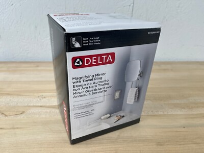 NEW DELTA MAGNIFYING Bathroom 10X MIRROR w/ TOWEL RING EXTEN69-BN Brushed Nickel