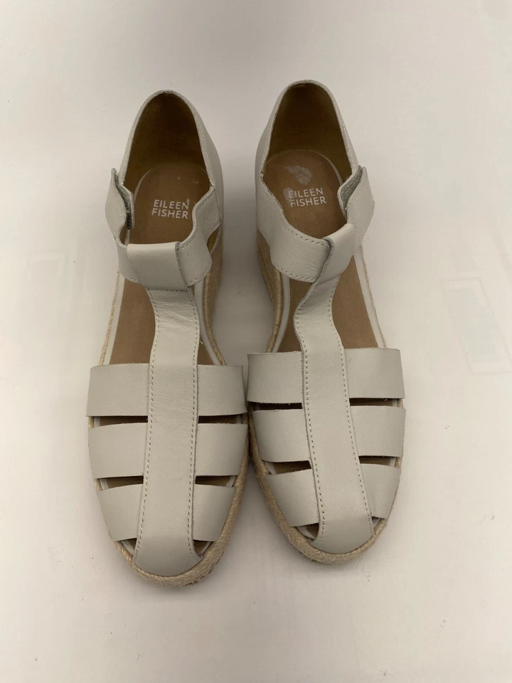 Sandalia de cuña alpargata de cuero con hueso tilly Eileen Fisher para mujer talla 9 Foto 2 de 4