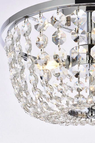 Chandelier Crystal Flush Mount Ceiling Light Chrome Dining Room Bathroom Bedroom - Picture 8 of 10