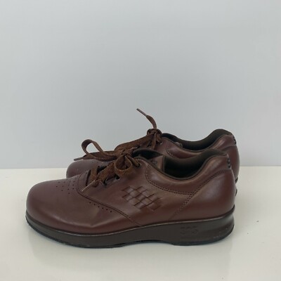SAS Free Time Leather Diabetic Walking Shoes Brown Lace Up