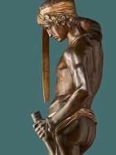 Grande Sculpture Anthonin Mercié • Barbedienne •  ''David et Goliath''