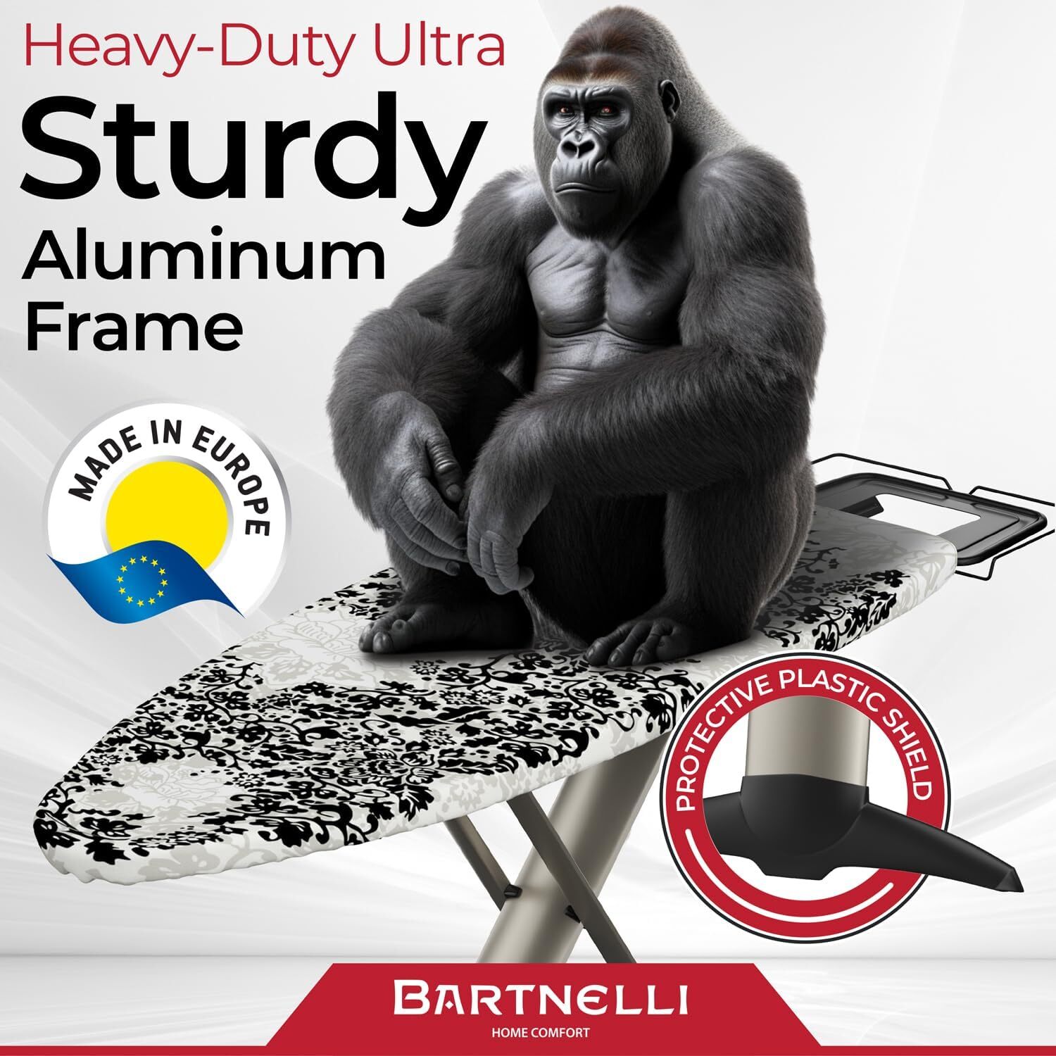 Bartnelli Pro Luxury Ironing Board Extra Wide 62x19” Steam Iron Rest