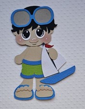 Beach Boy Black Hair. Scrapbook, Card Making Paper Piecing